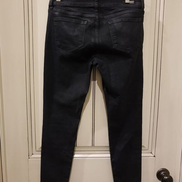 KUT From The Kloth Mia Toothpick Skinny Jeans Dark Blue Sheen 8P Mid Rise - Picture 5 of 6